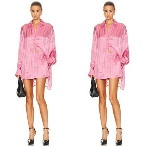 Givenchy Pink Satin Logo Jacquard High Waist Shorts